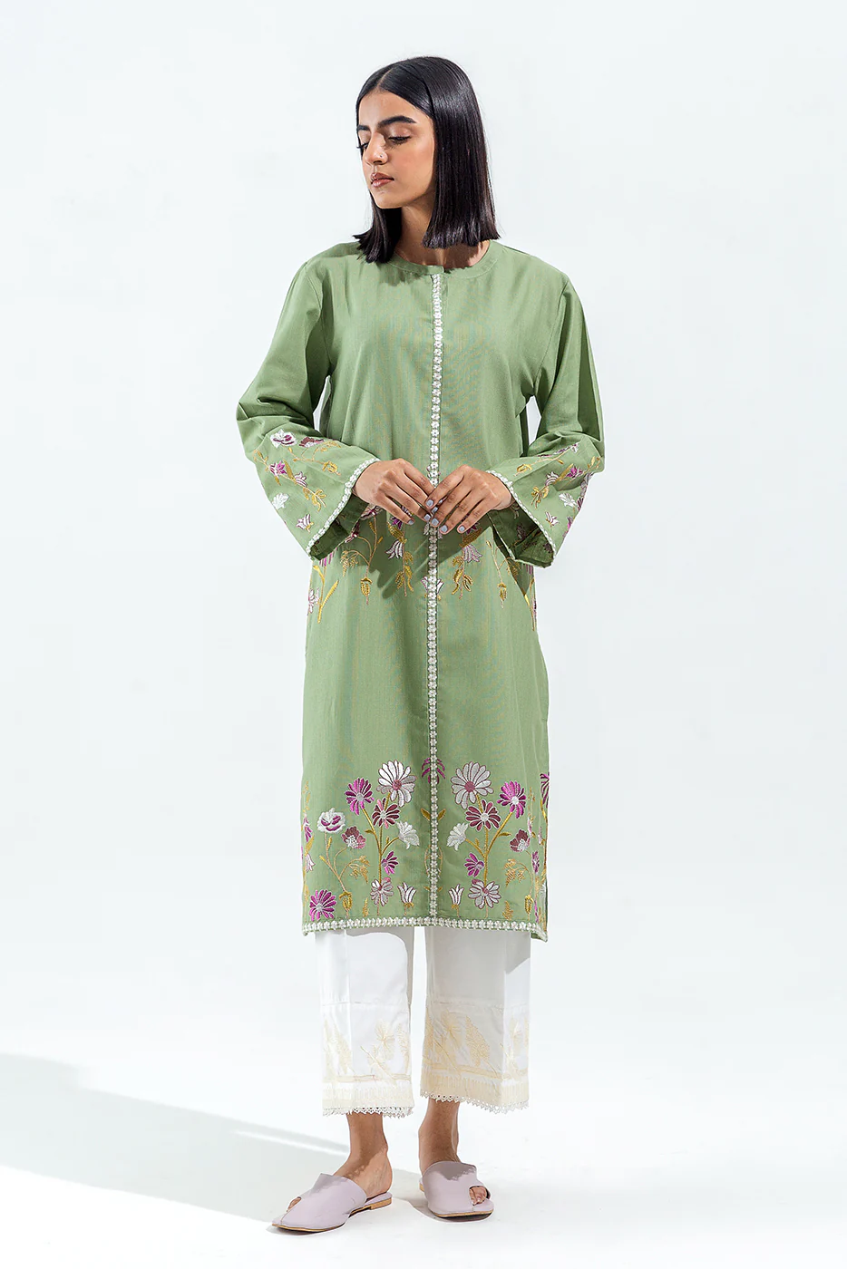 EMBROIDERED KHADDAR SHIRT (PRET) - Image 2