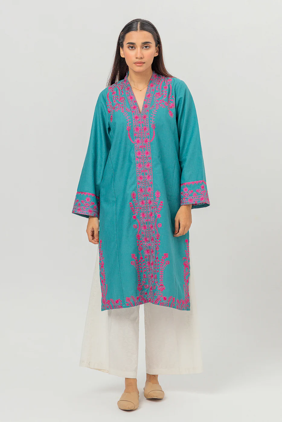 EMBROIDERED KHADDAR SHIRT (PRET) - Image 2