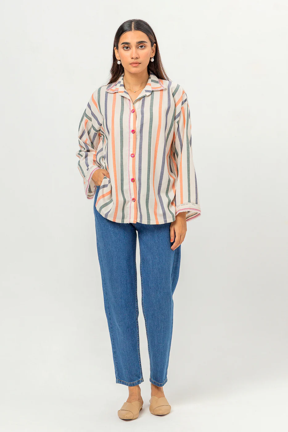 EMBROIDERED YARN DYED SHIRT (PRET) - Image 2