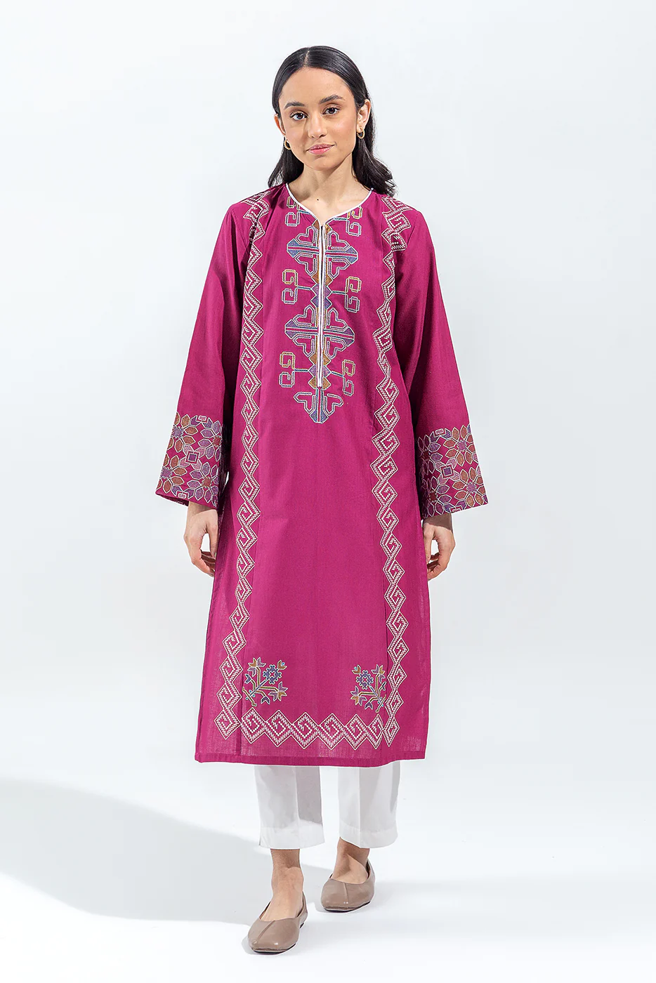 EMBROIDERED KHADDAR SHIRT (PRET) - Image 2