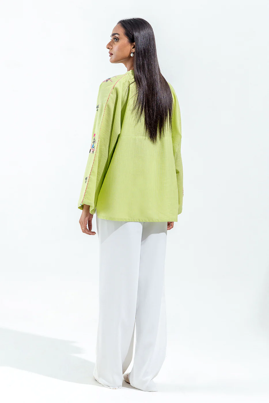 EMBROIDERED SLUB KHADDAR TOP (PRET) - Image 4