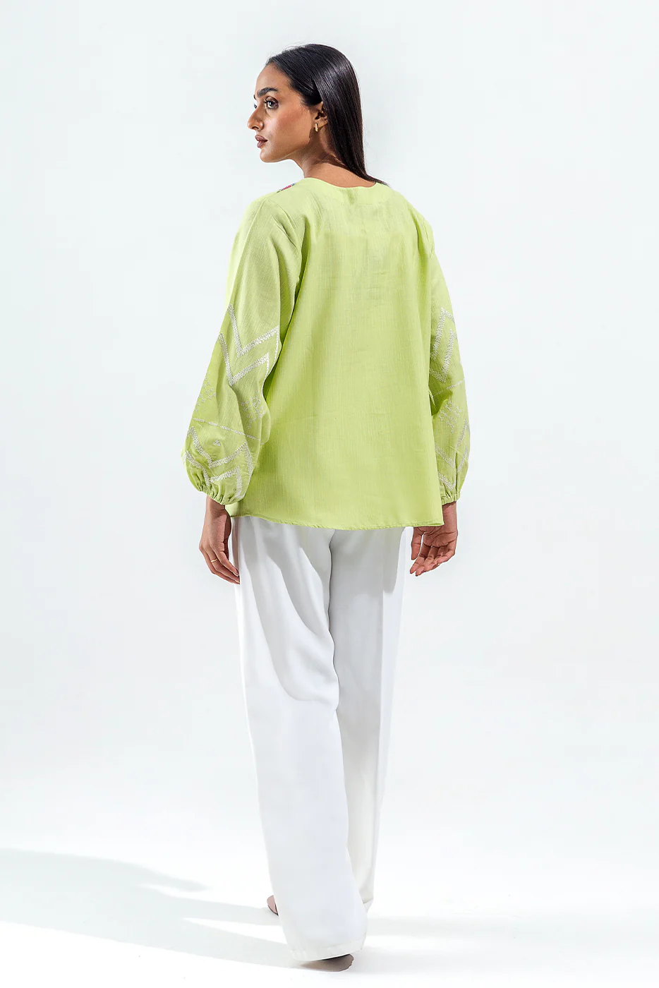 EMBROIDERED SLUB KHADDAR TOP (PRET) - Image 3