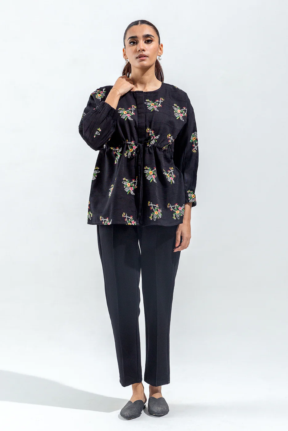EMBROIDERED KHADDAR JACQUARD SHIRT (PRET) - Image 2