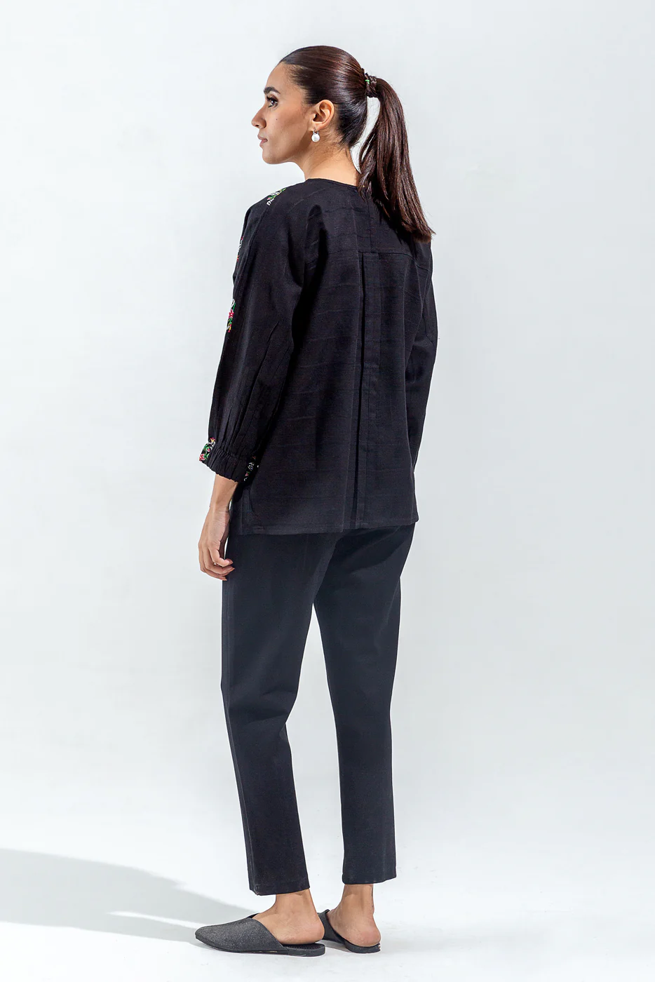 EMBROIDERED KHADDAR JACQUARD SHIRT (PRET) - Image 3