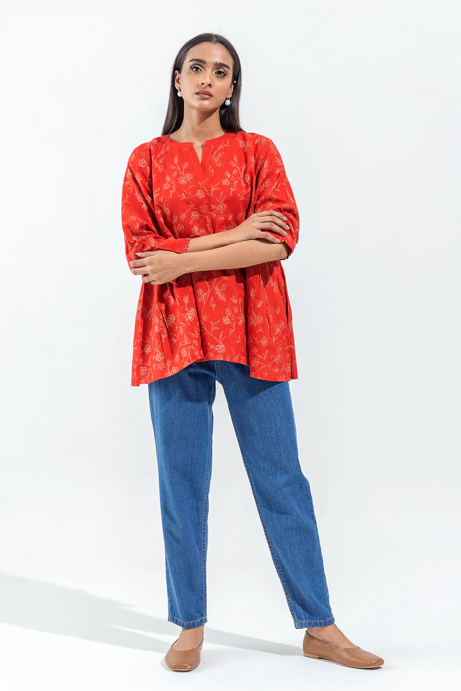 EMBROIDERED SLUB KHADDAR TOP (PRET) - Image 2
