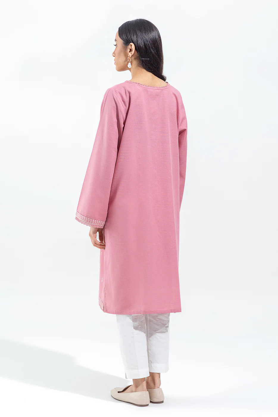 EMBROIDERED SLUB KHADDAR SHIRT (PRET) - Image 3