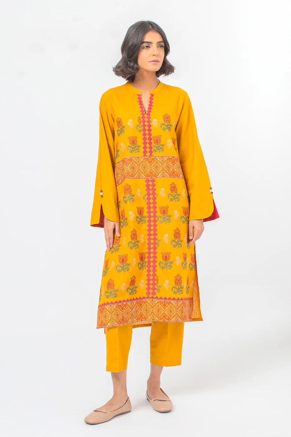 2 PIECE EMBROIDERED SLUB KHADDAR SUIT (PRET) - Image 2