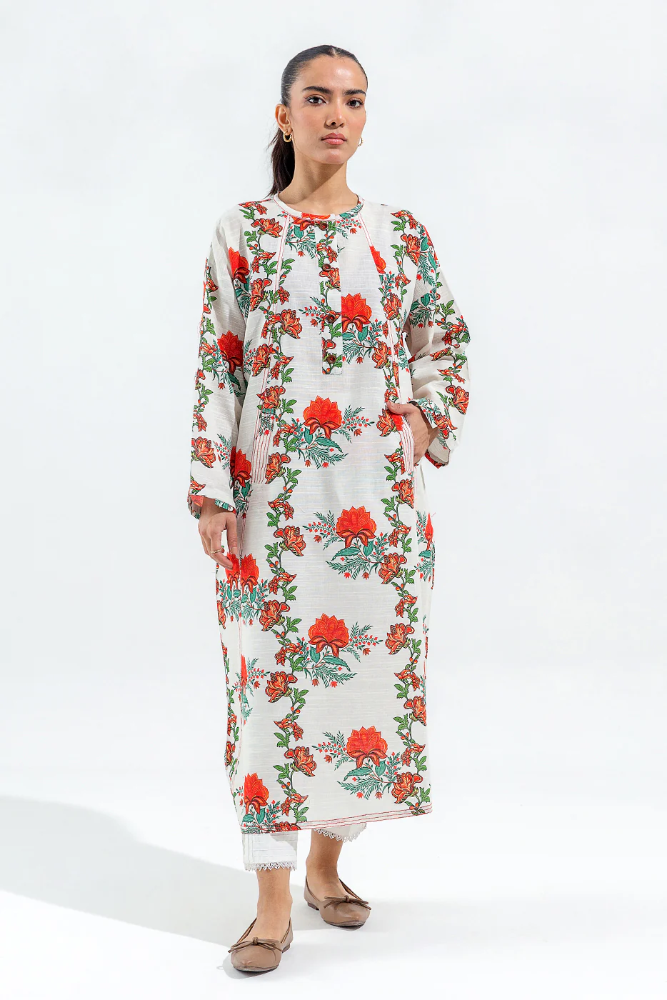PRINTED SLUB KHADDAR SHIRT (PRET) - Image 3