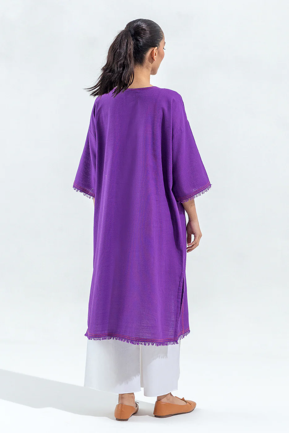 EMBROIDERED SLUB KHADDAR SHIRT (PRET) - Image 2