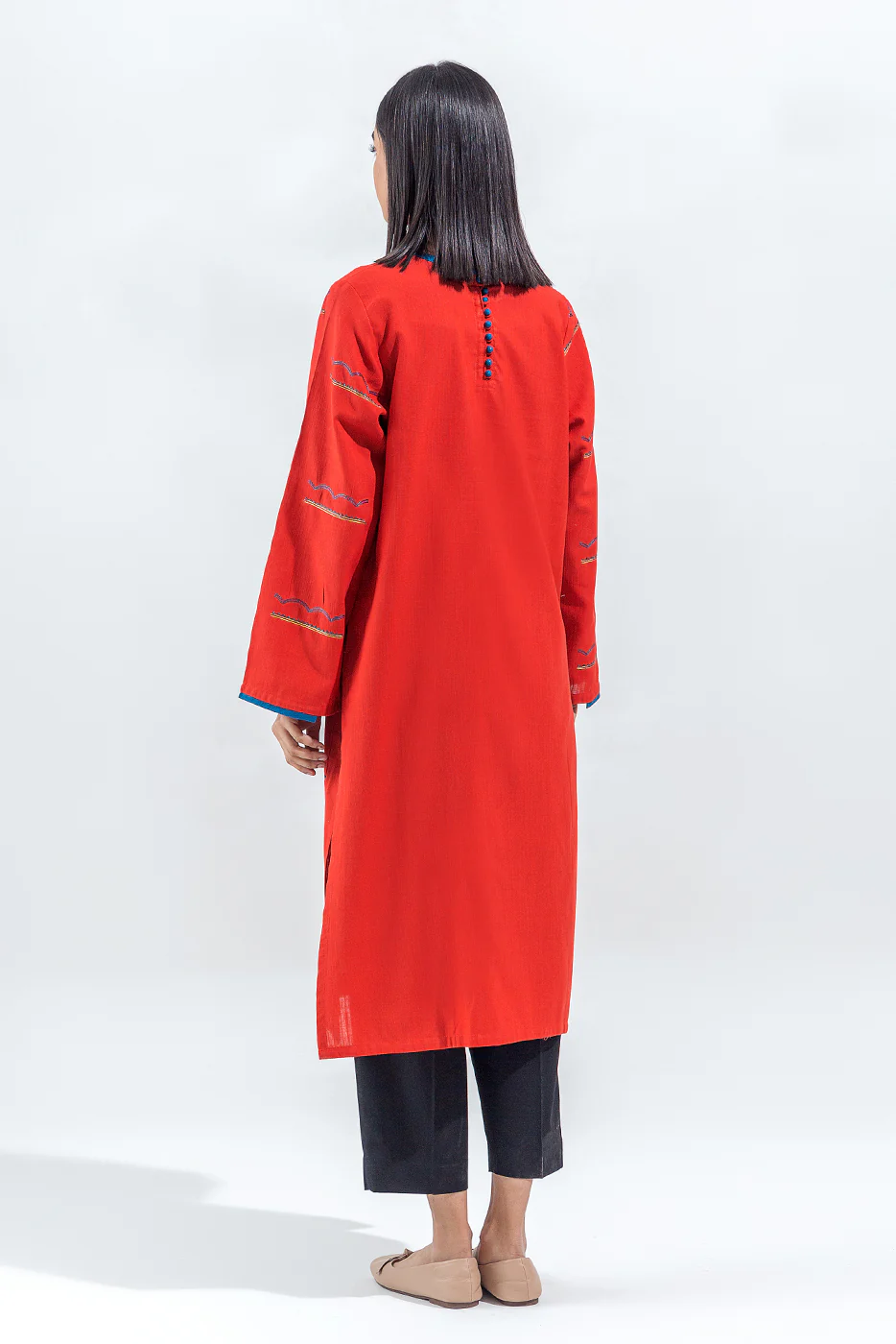 EMBROIDERED SLUB KHADDAR SHIRT(PRET) - Image 3