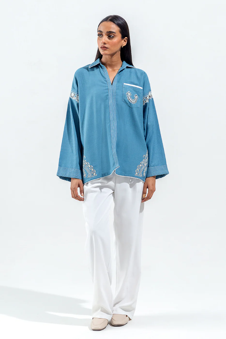EMBROIDERED KHADDAR SHIRT (PRET) - Image 3