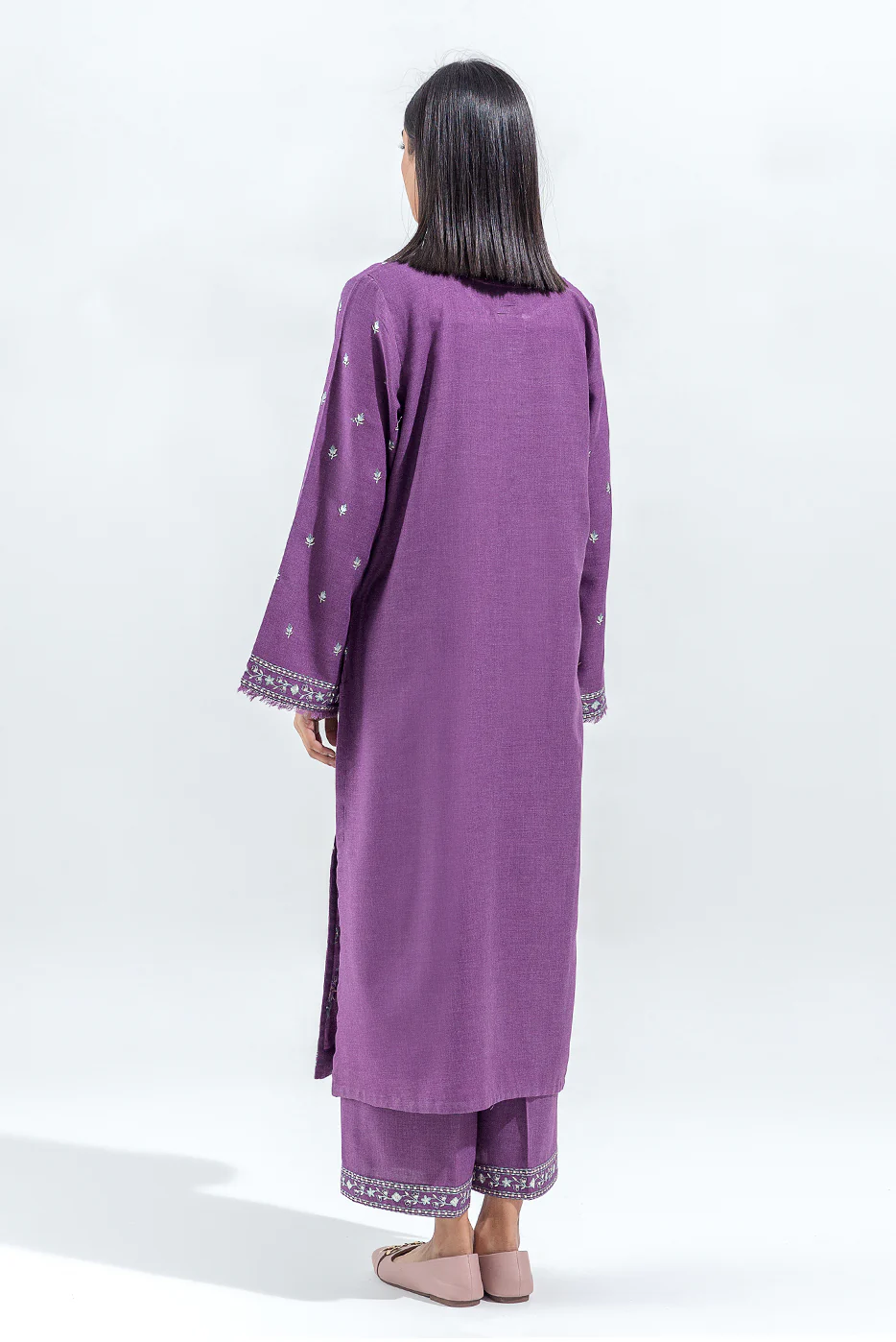 2 PIECE EMBROIDERED TWILL SUIT(PRET) - Image 4