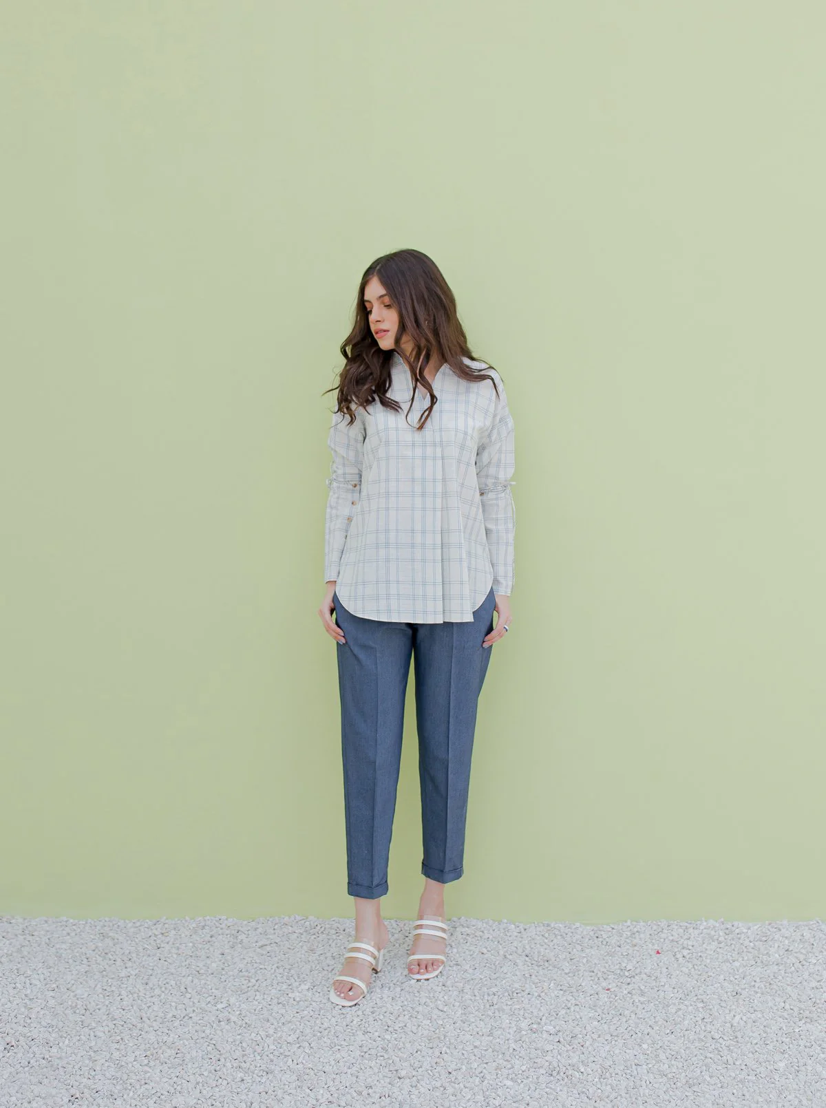 WHITE CHECK METALLIC CORD SHIRT - Image 2