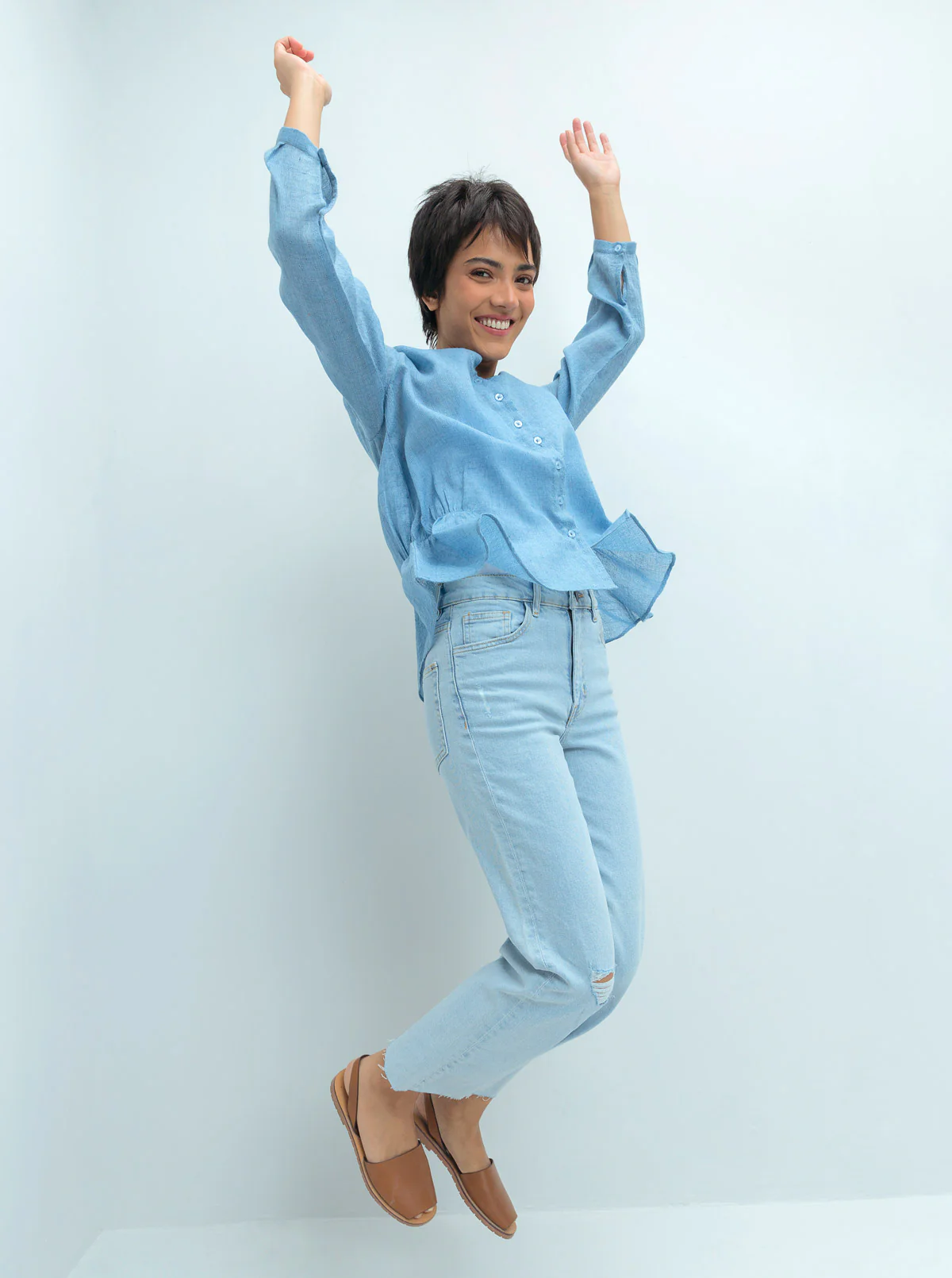 POWDER BLUE PEPLUM TOP - Image 3