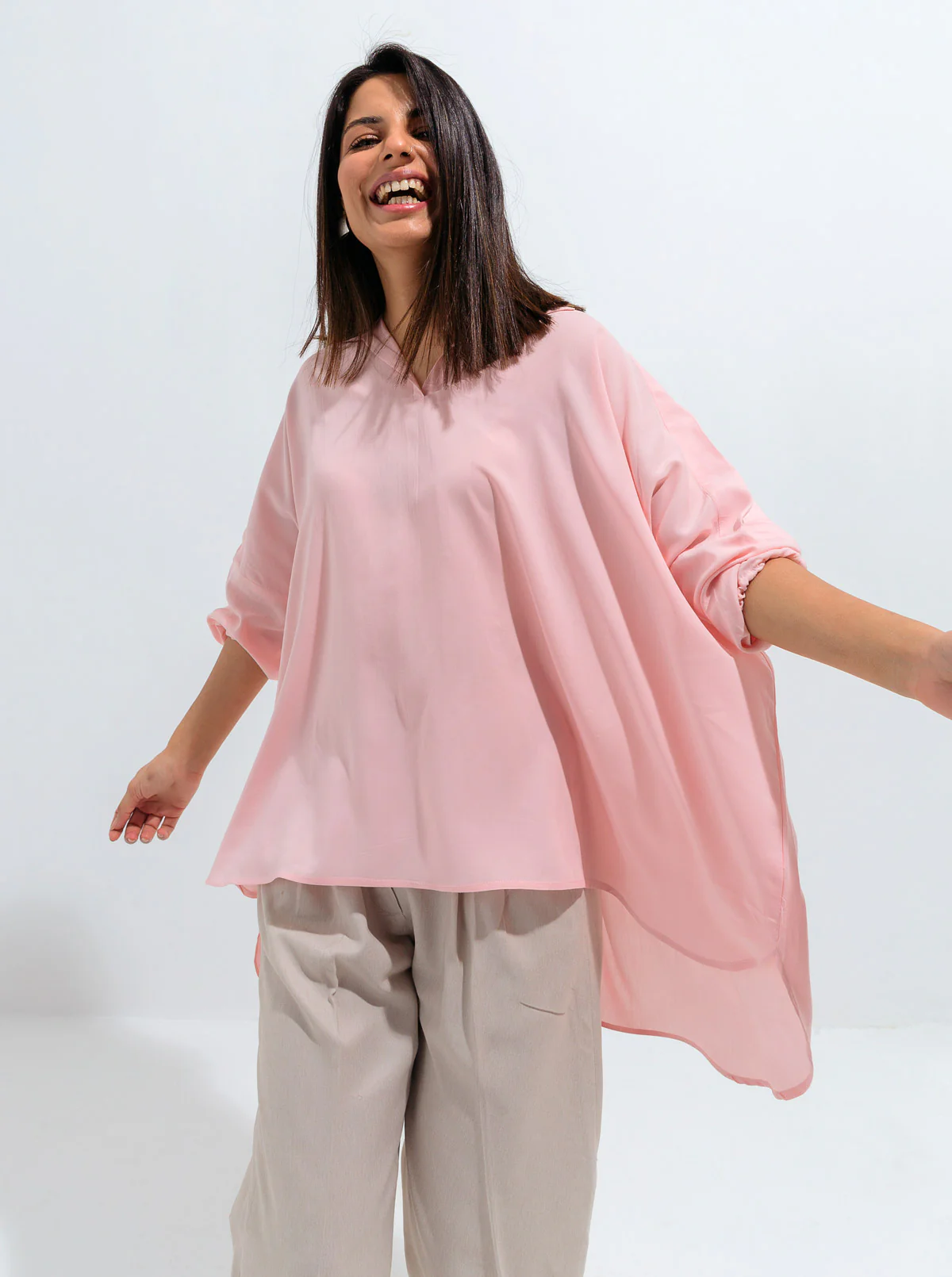 POWDER PINK BOXY COLLAR TOP - Image 2