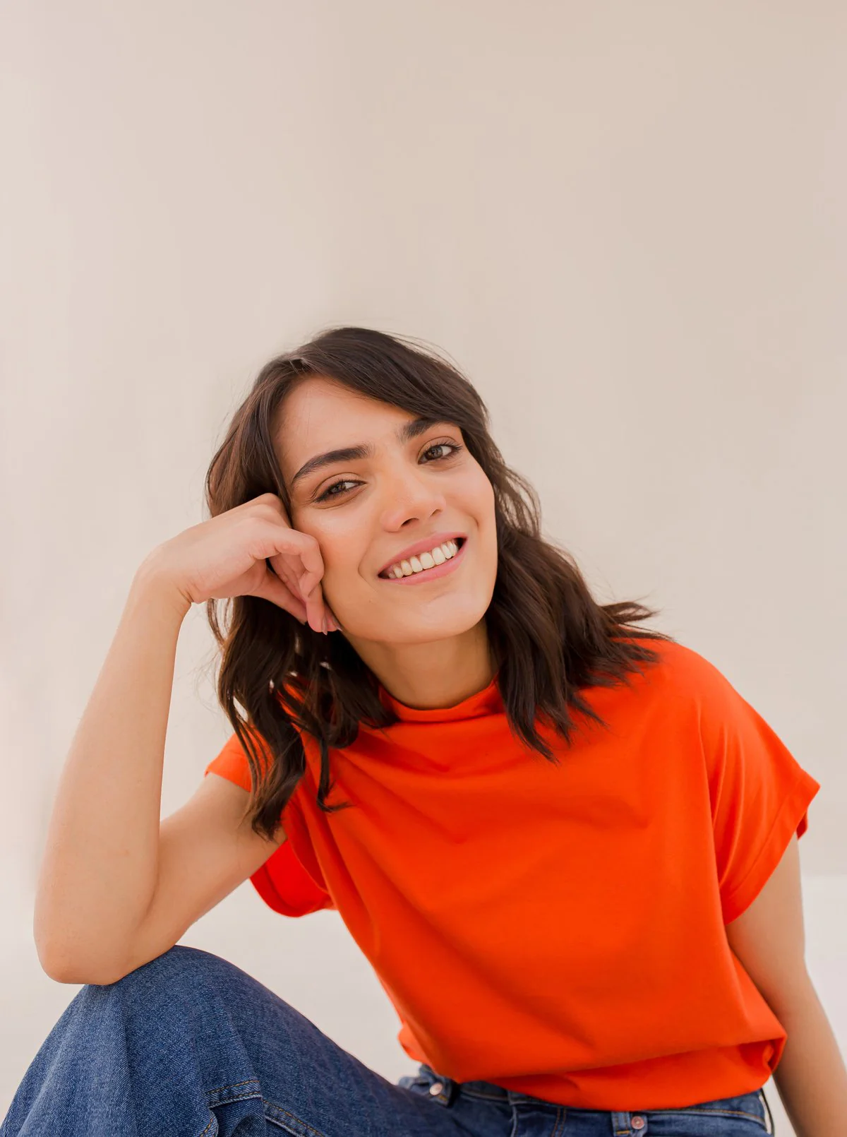 ORANGE COWL NECK T-SHIRT - Image 4