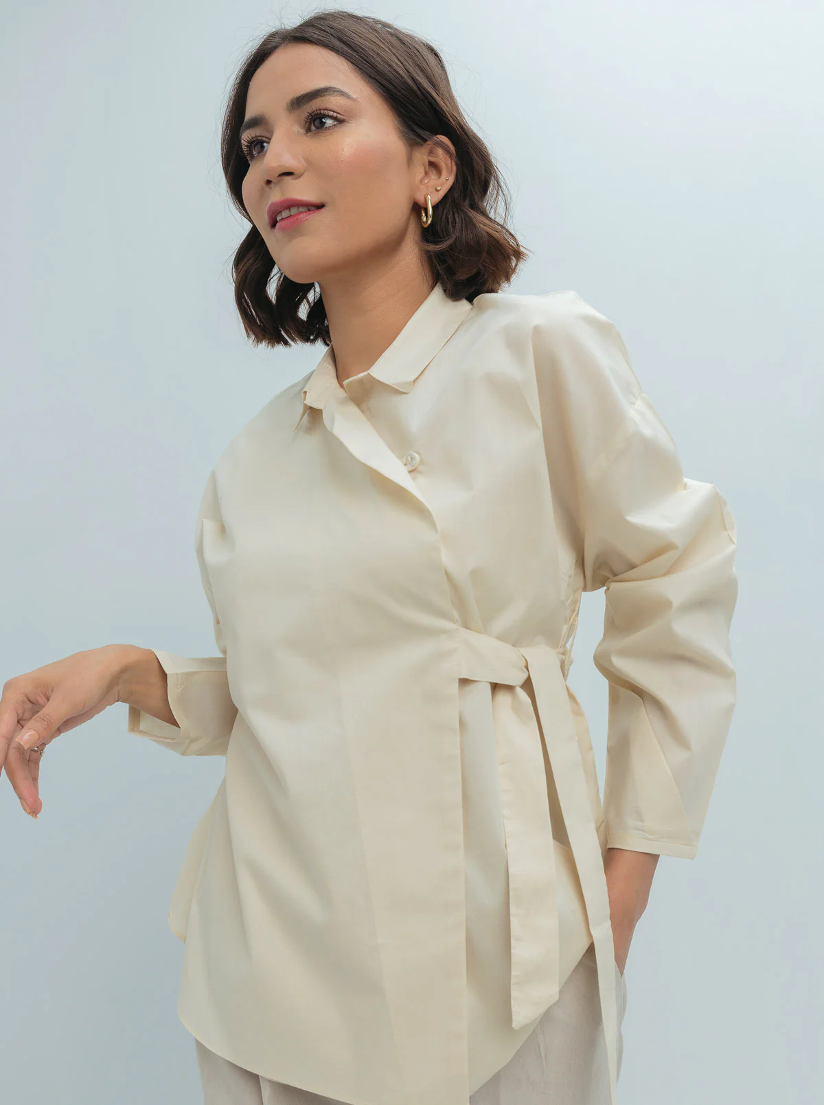 OFFWHITE COLLAR WRAP TOP - Image 2