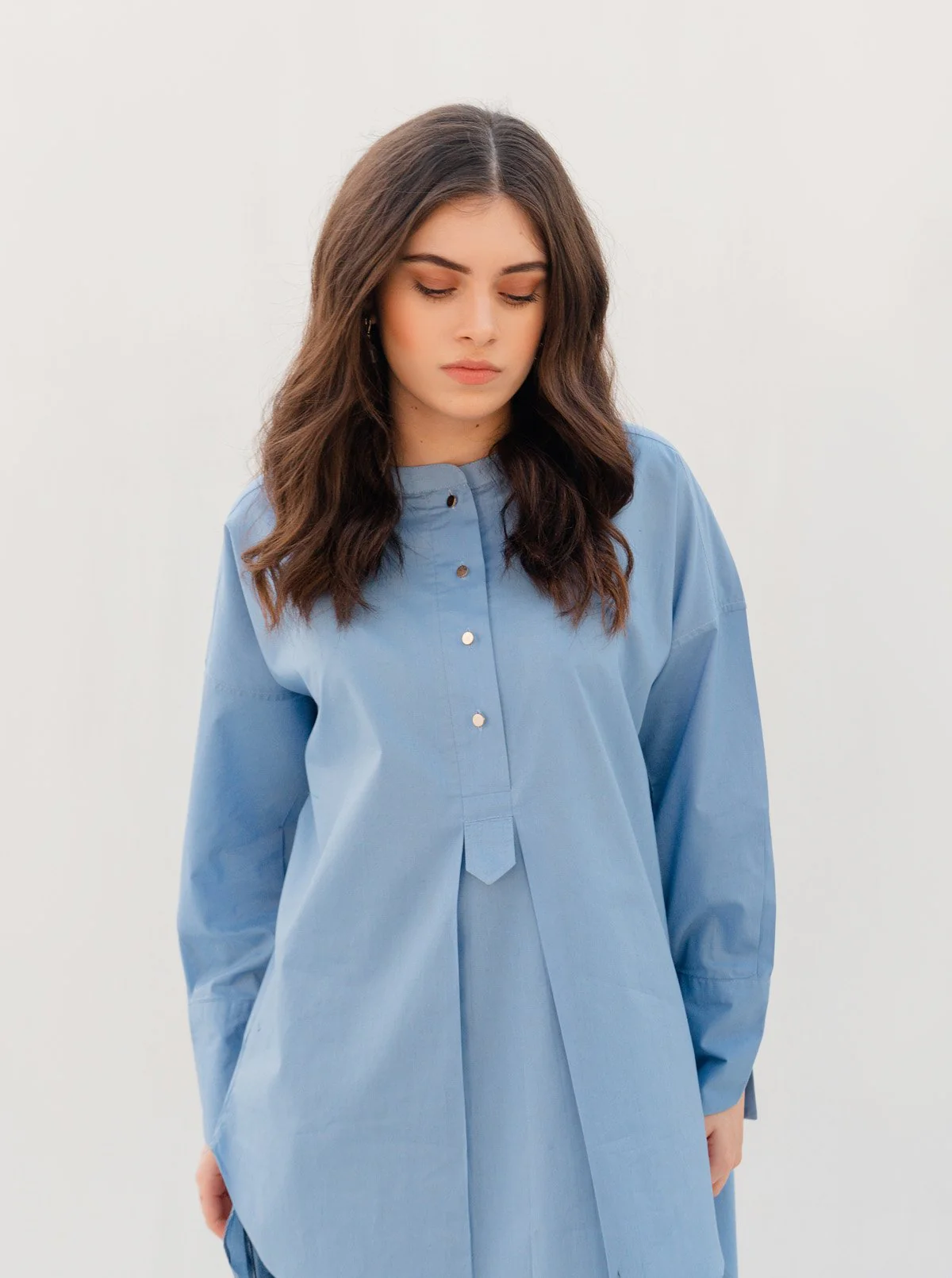 BLUE BAGGY PLACKET SHIRT - Image 2