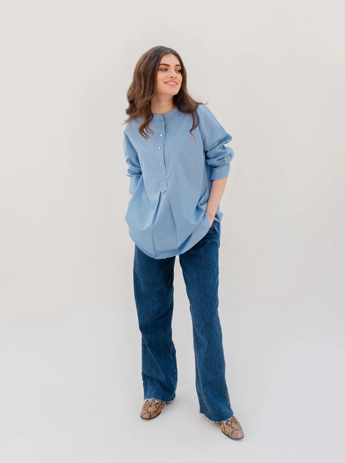 BLUE BAGGY PLACKET SHIRT - Image 4