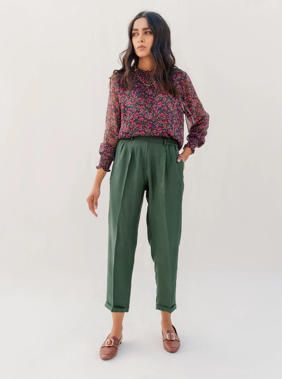 GREEN TWILL PANTS - Image 2