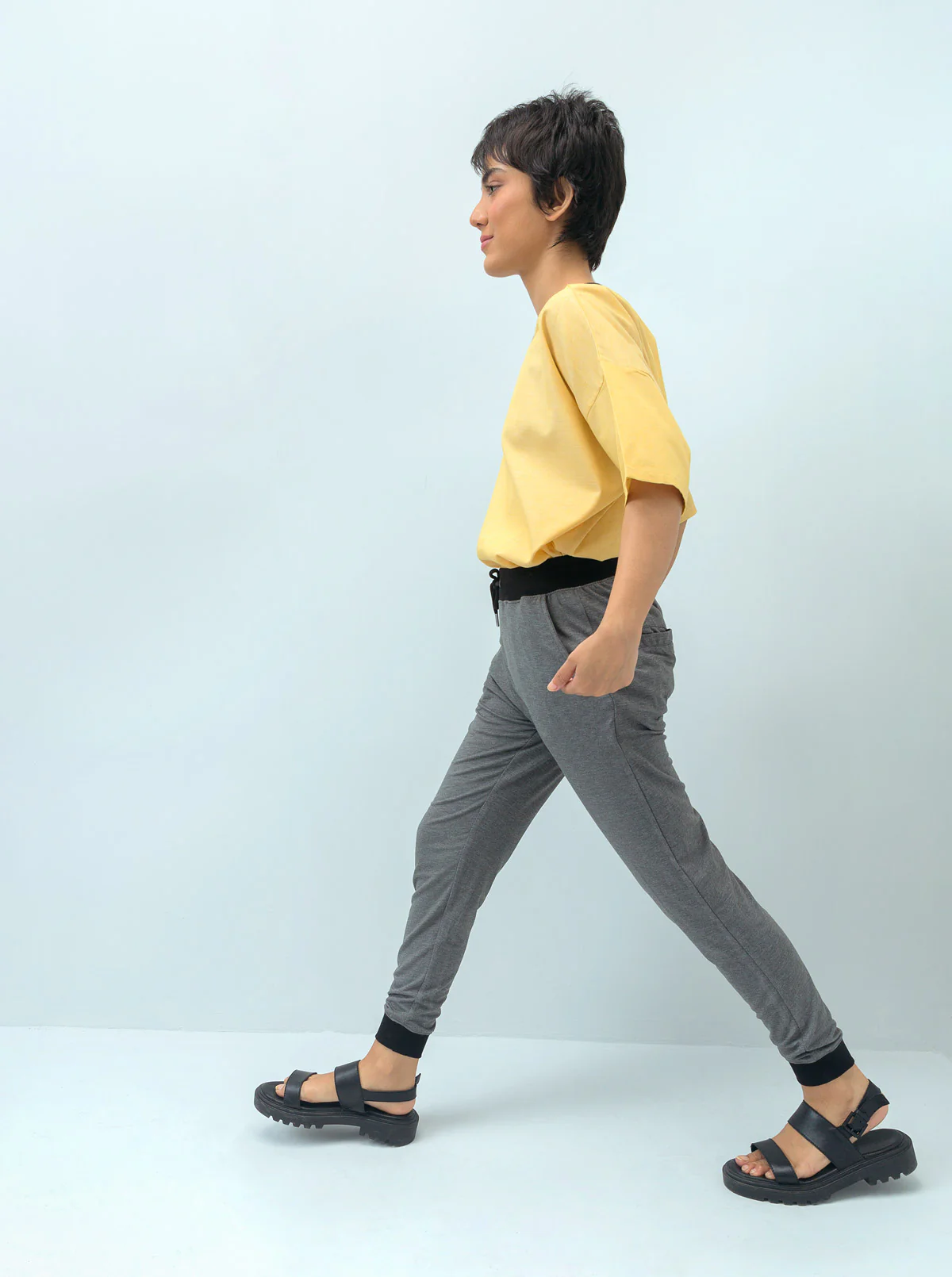 MELANGE GRAY SUMMER JOGGER PANTS - Image 2