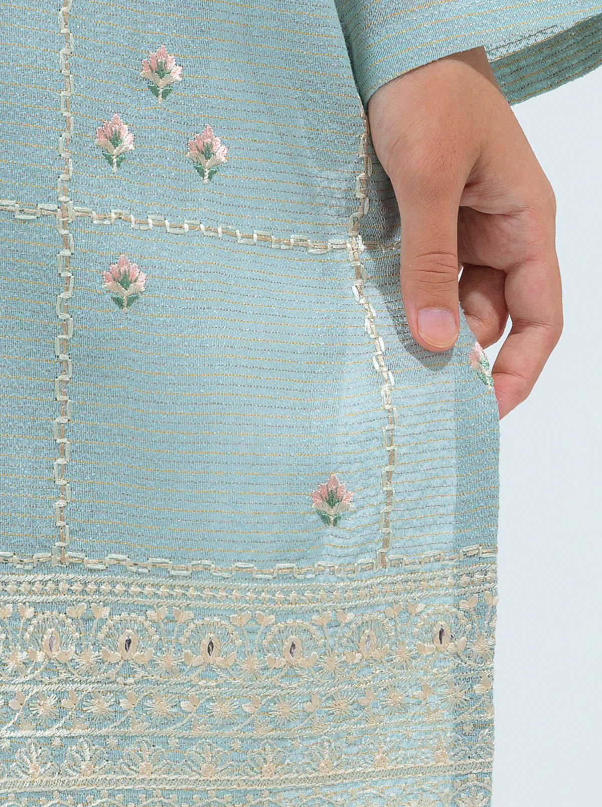 EMBROIDERED SHIRT WITH DUPATTA AND PANT - Image 2