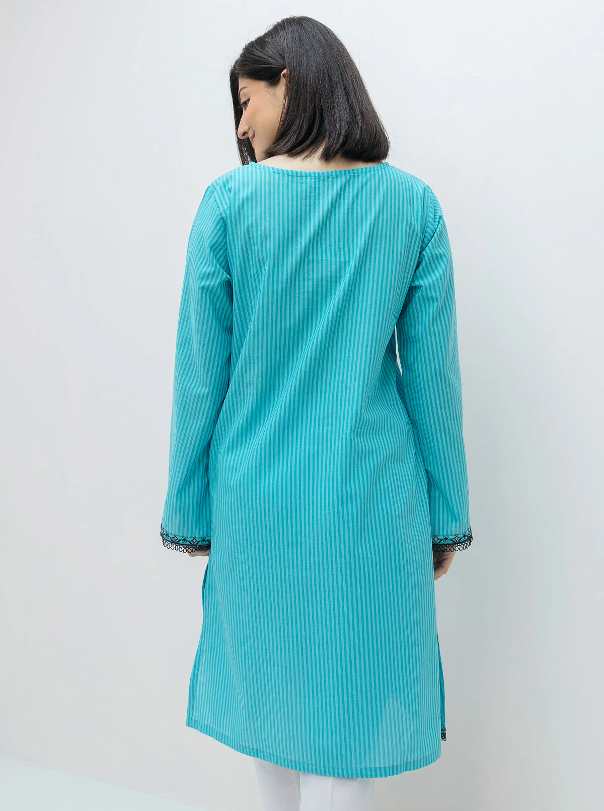 EMBROIDERED YARN DYED COTTON SHIRT (PRET) - Image 4
