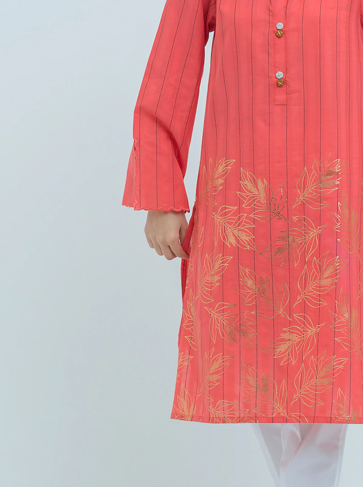 PRINTED YARN DYED COTTON SHIRT (PRET) - Image 2