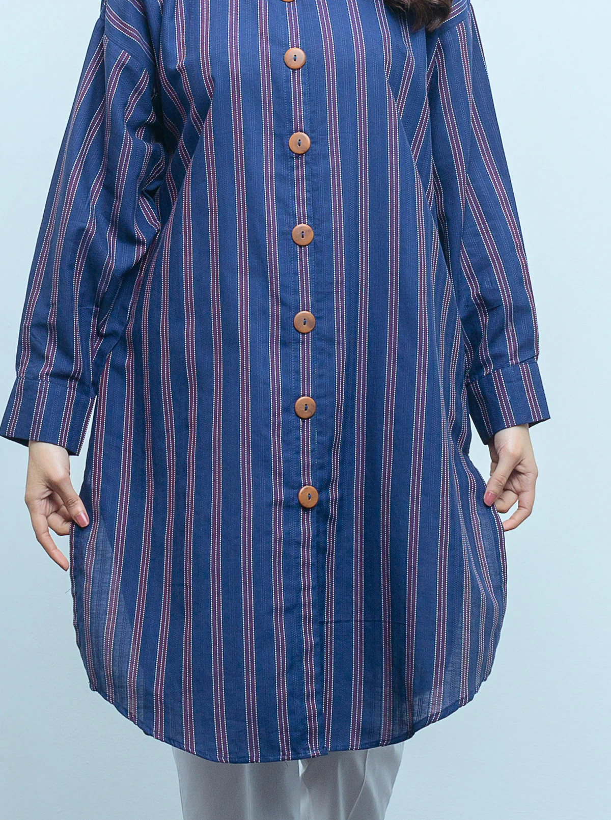 BASIC YARN DYED COTTON SHIRT (PRET) - Image 2