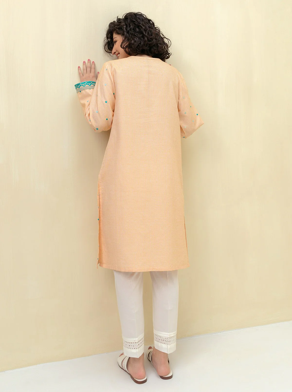 EMBROIDERED YARN DYED COTTON SHIRT (PRET) - Image 4