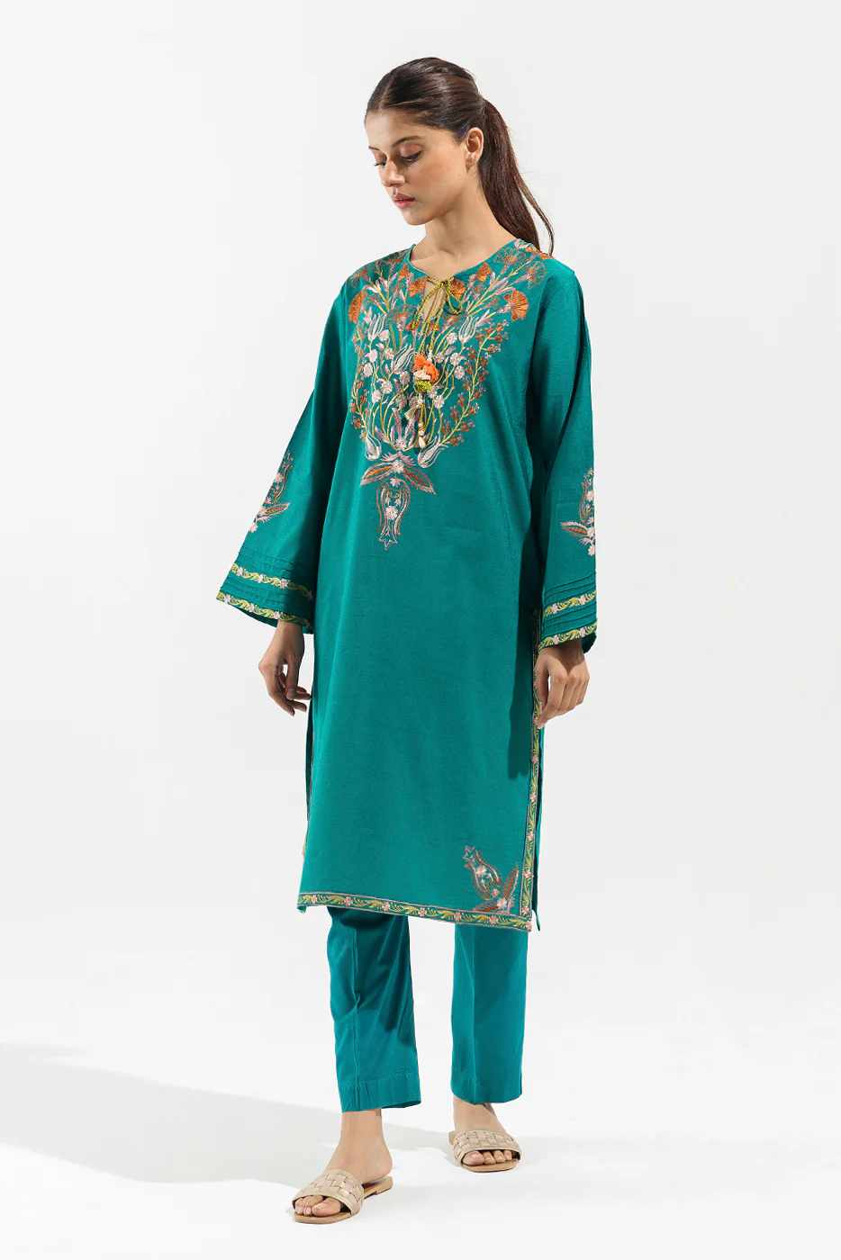 EMBROIDERED TWO TONE SHIRT (LUXURY PRET) - Image 2