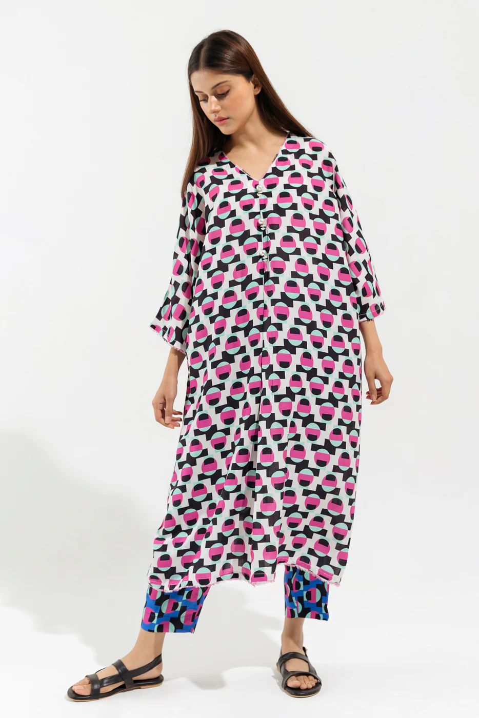 2 PIECE PRINTED VISCOSE SUIT (PRET) - Image 3