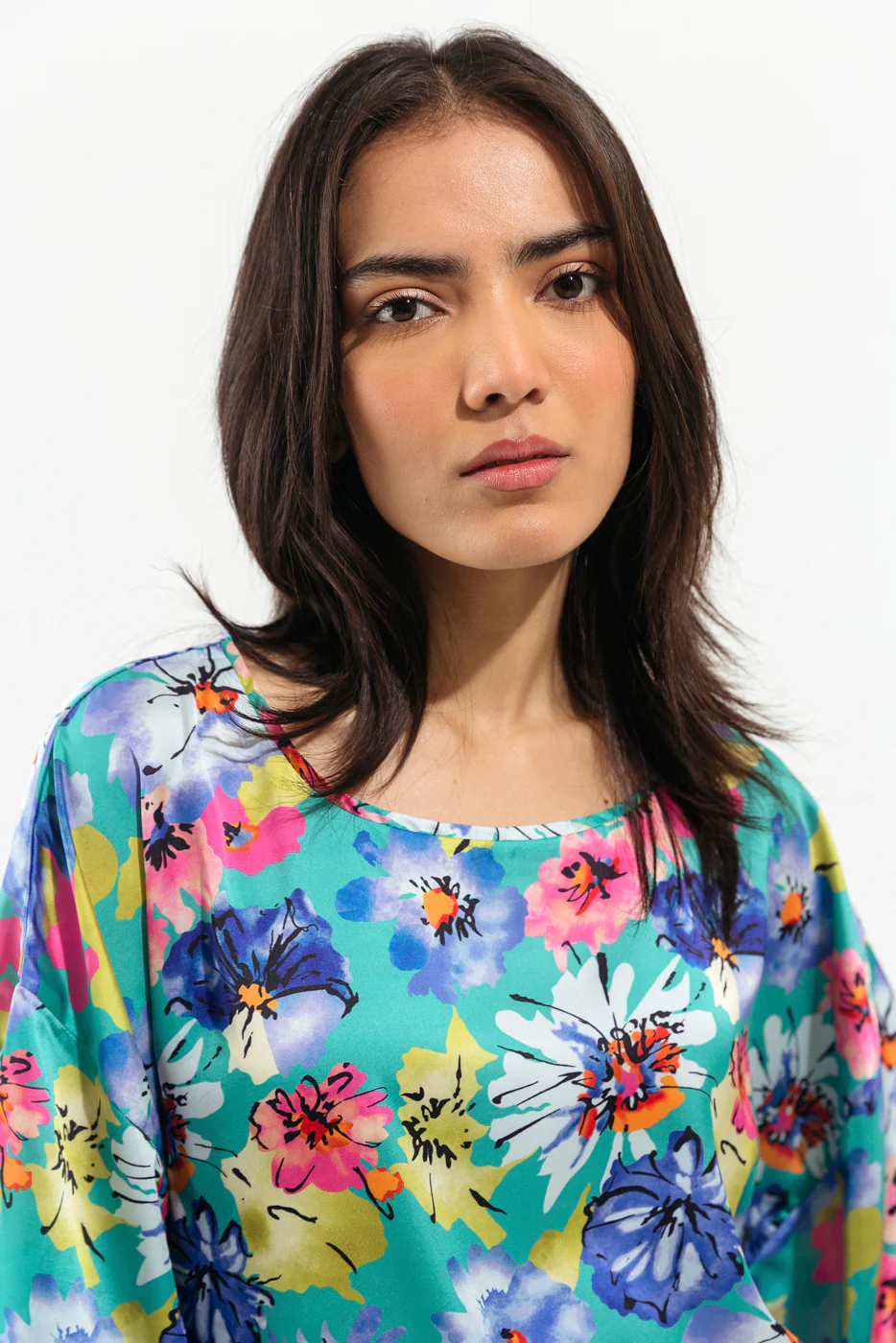 SEA GREEN ABSTRACT FLORAL TOP - Image 3