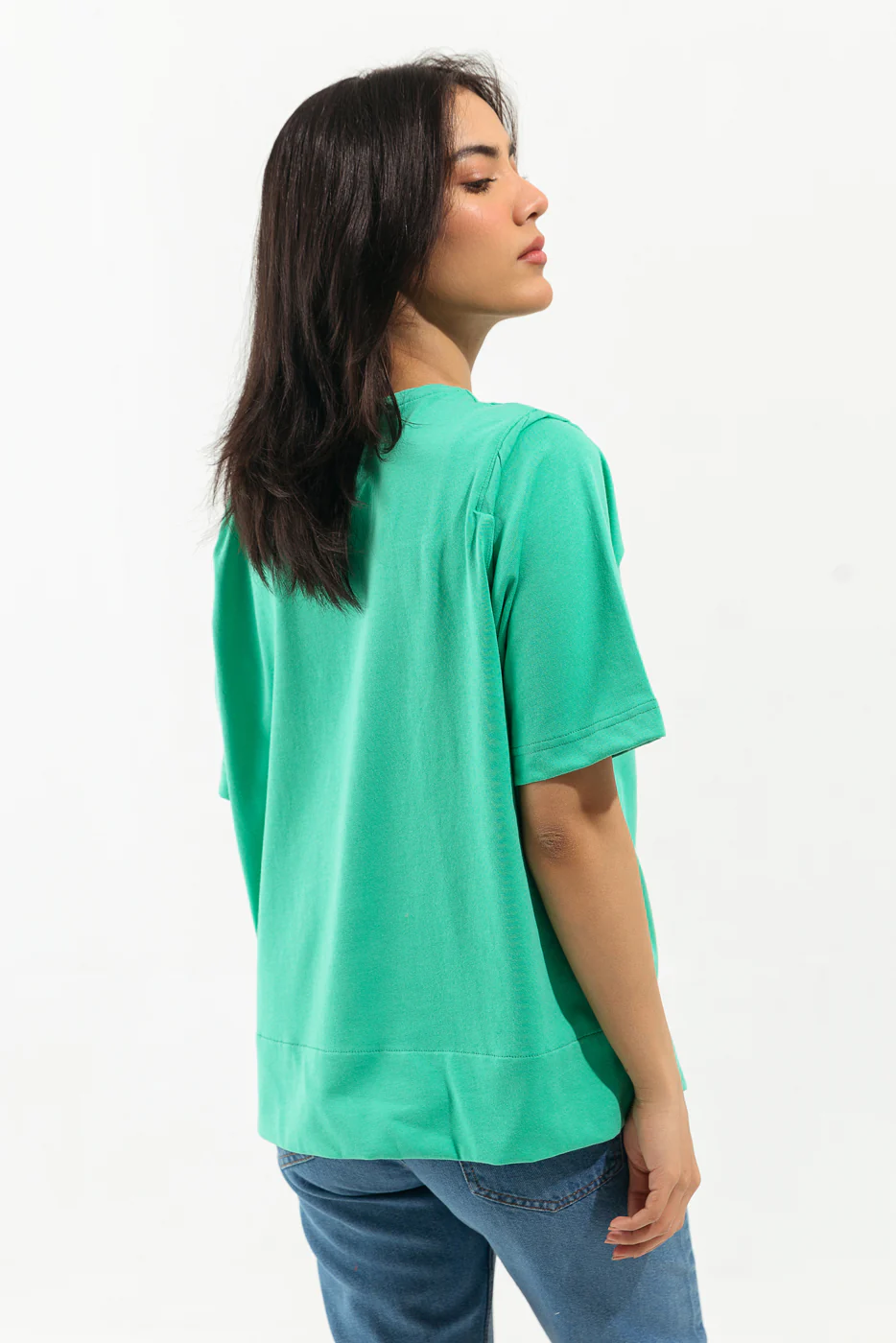 SEA GREEN ROUND NECK T-SHIRT - Image 4