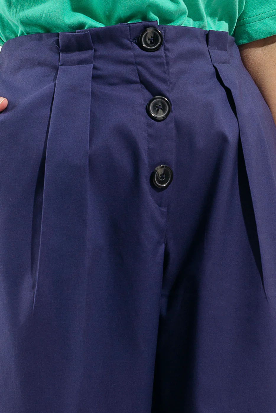 BLUE WIDE LEG HIGH RISE PANTS - Image 2