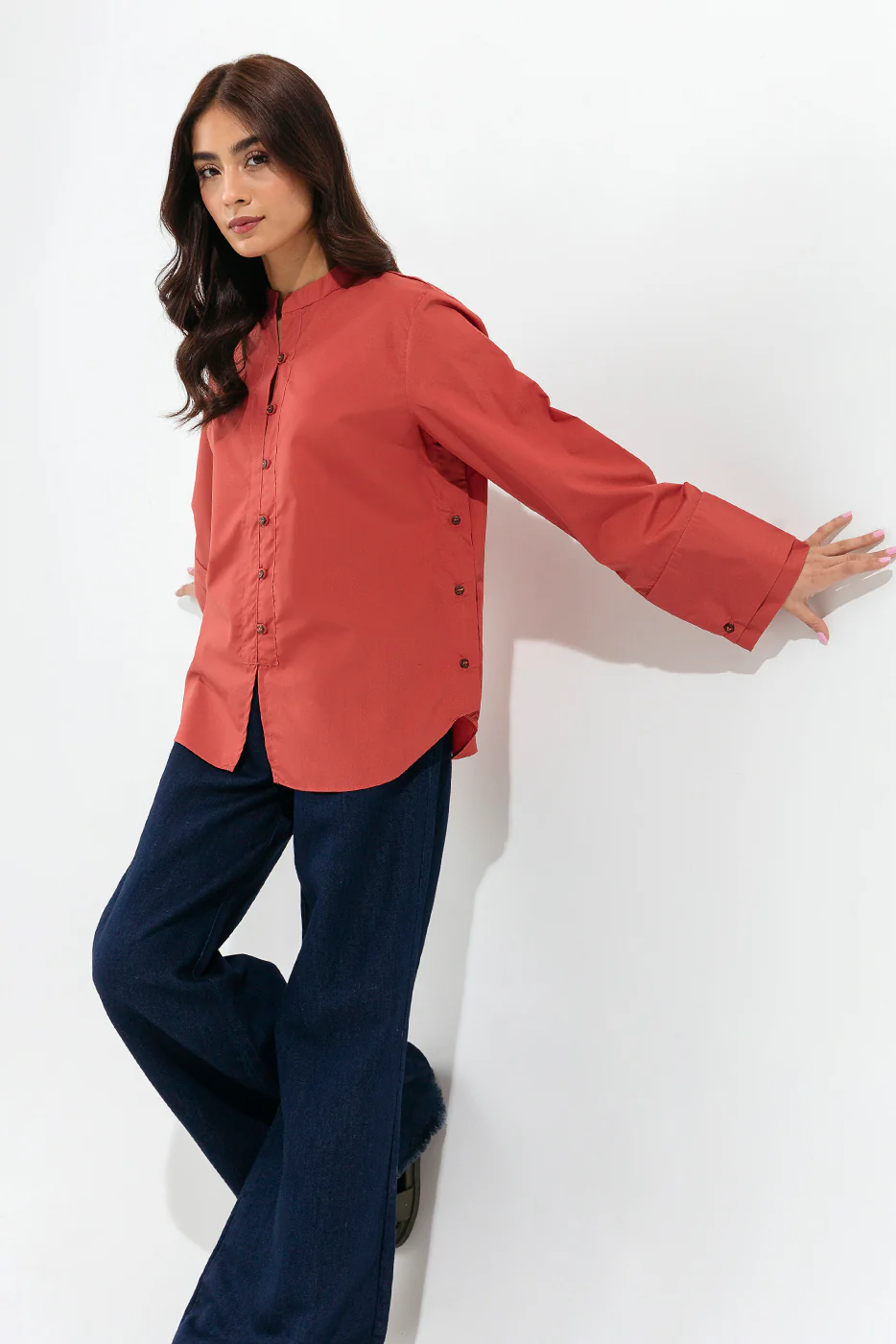 TERRACOTTA BUTTON-THROUGH SHIRT - Image 2