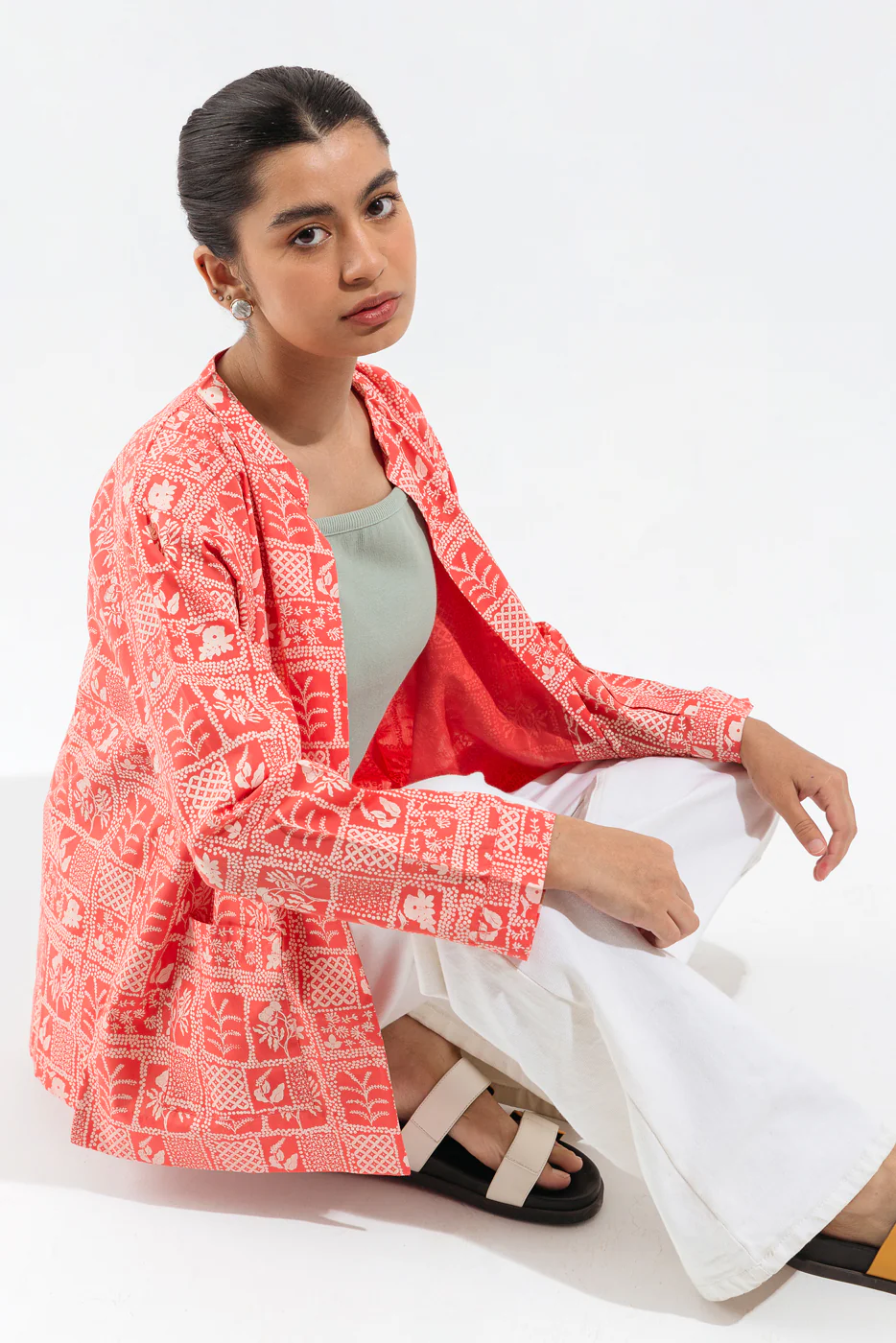 Hand Screen Printed Pink  Kimono - Image 2
