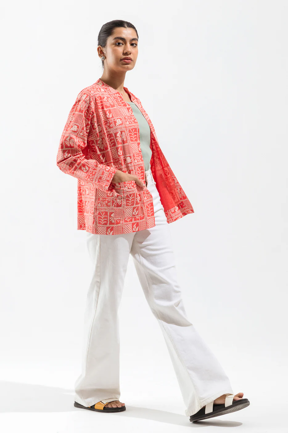 Hand Screen Printed Pink  Kimono - Image 4