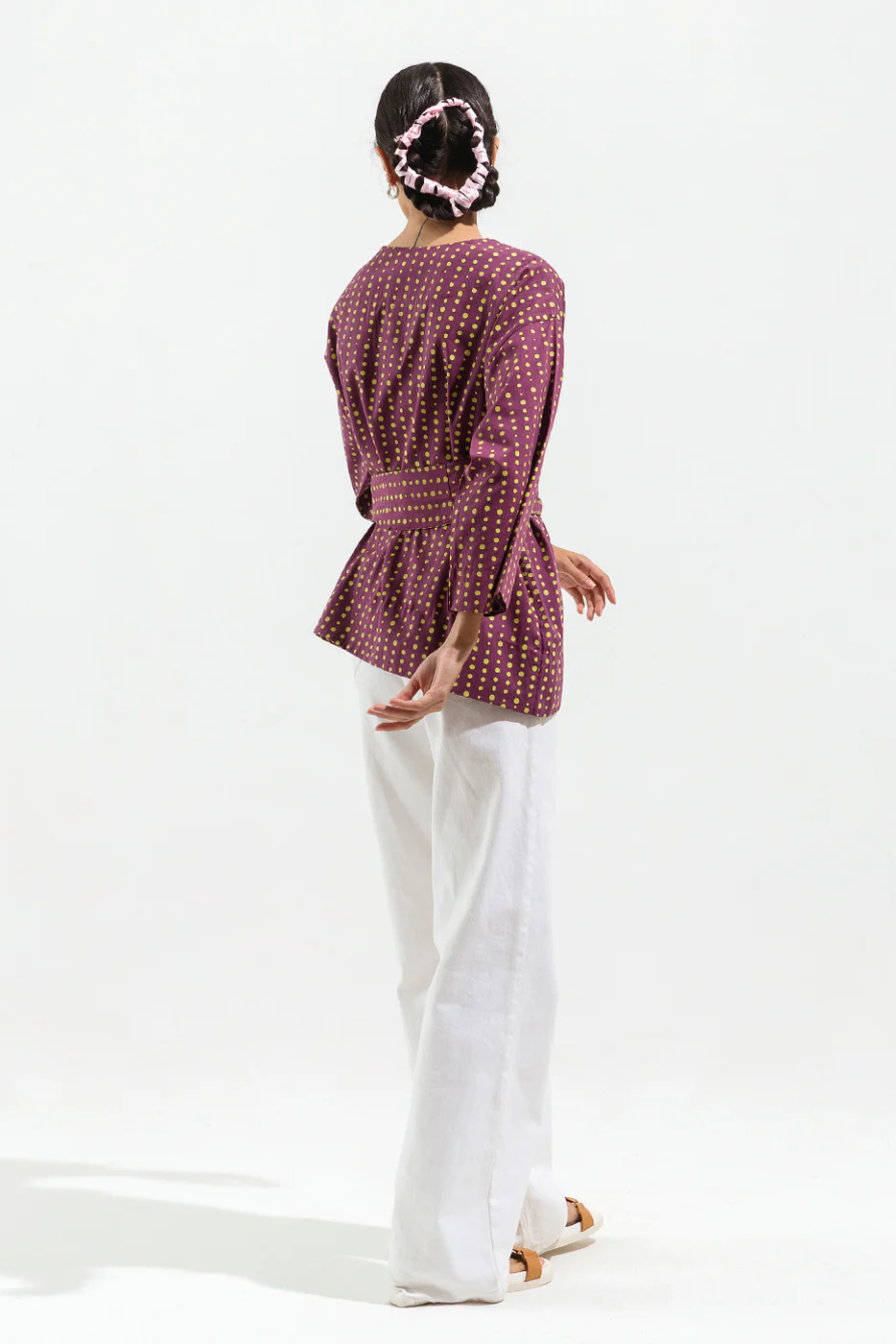 HAND SCREEN PRINTED PURPLE KIMONO - Image 2