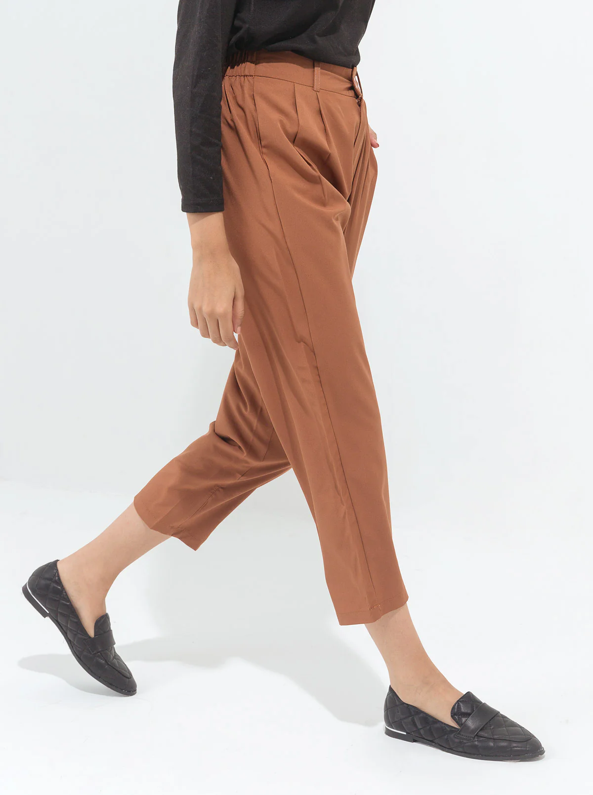 BROWN CROPPED TAILORED PANTS - Image 2