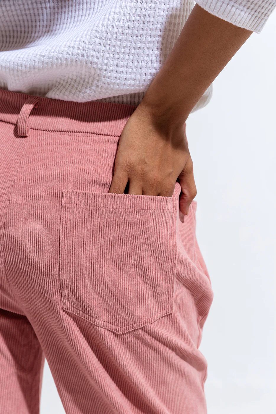 LIGHT PINK CORDUROY WIDE LEG PANTS - Image 3