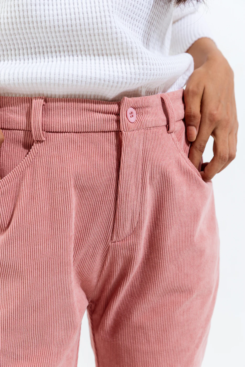 LIGHT PINK CORDUROY WIDE LEG PANTS - Image 4