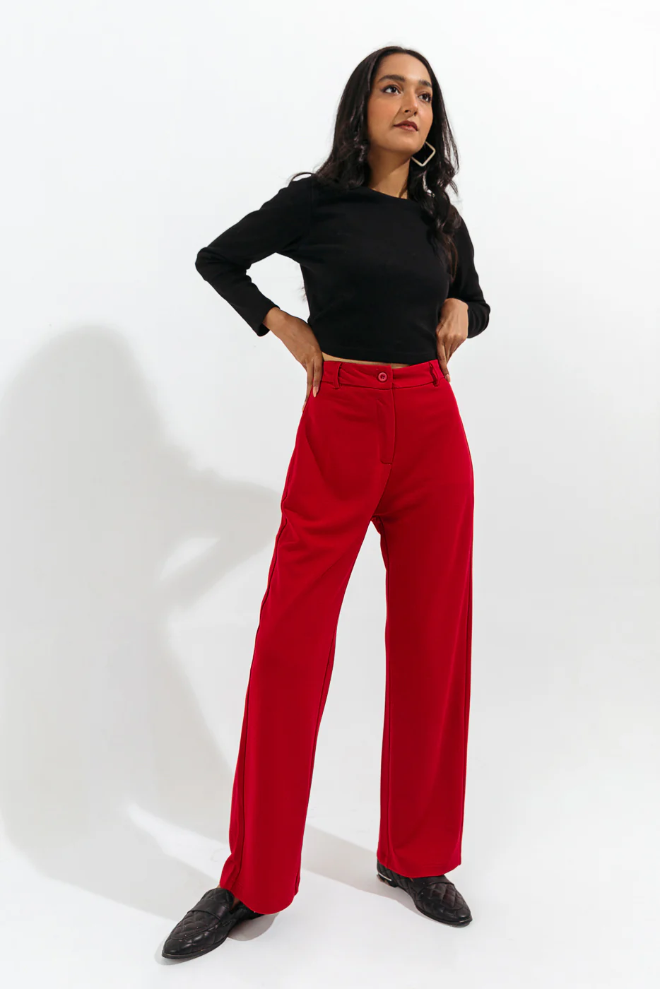 RED WIDE LEG PANTS - Image 3
