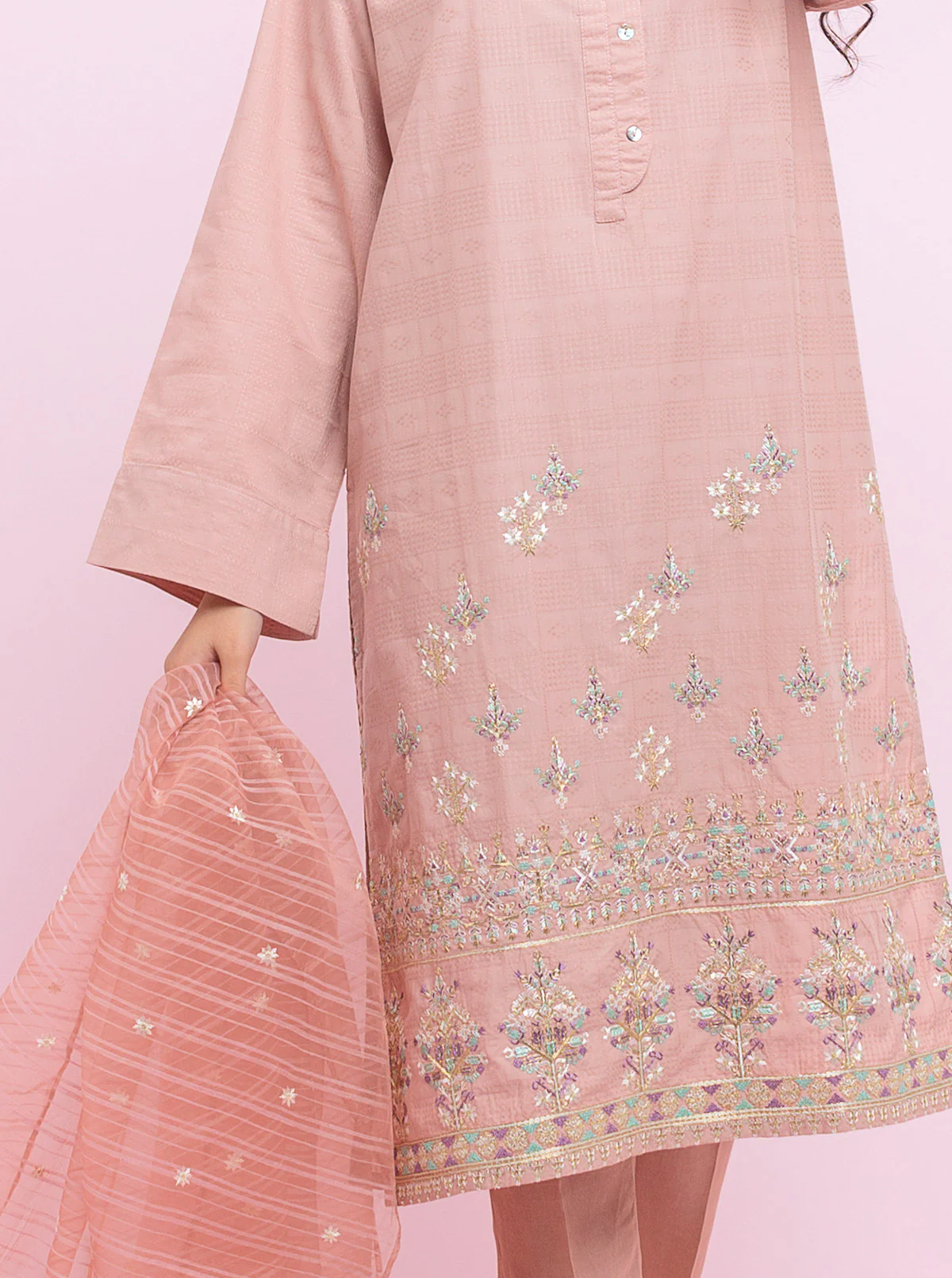 Embroidered Shirt With Dupatta - Image 4