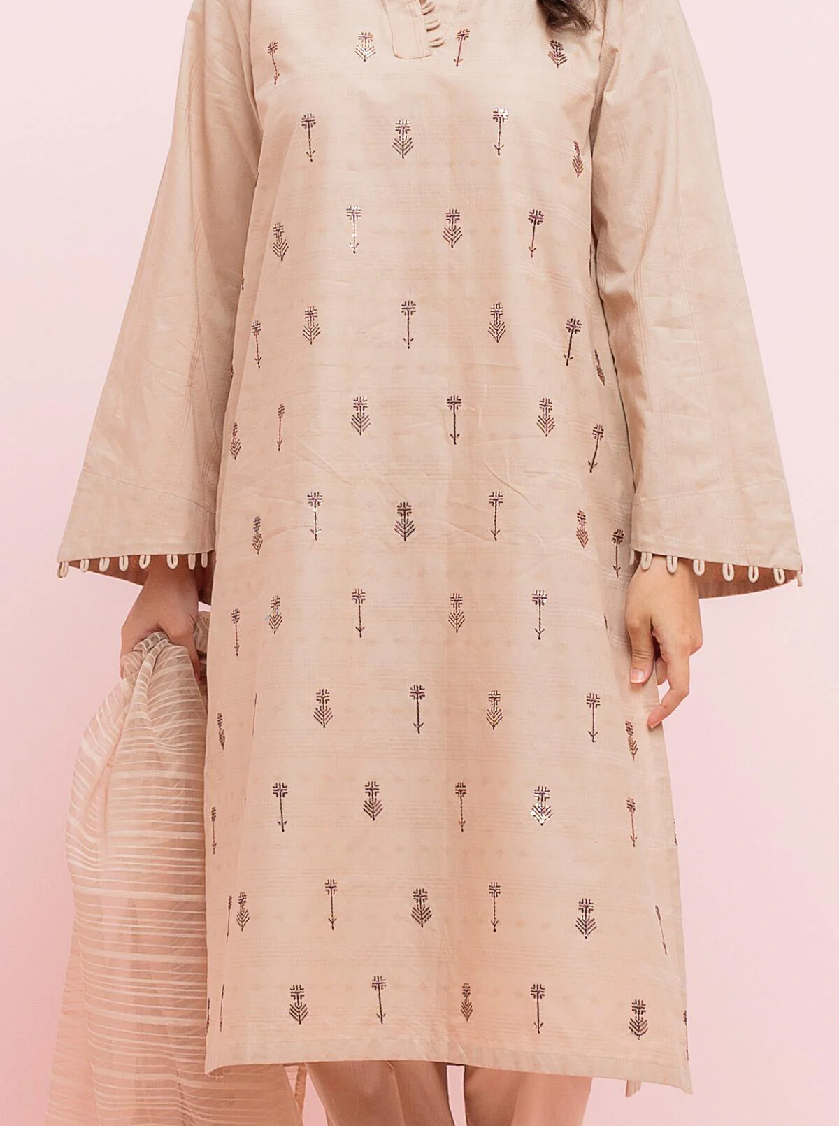 Embroidered Shirt With Dupatta - Image 3