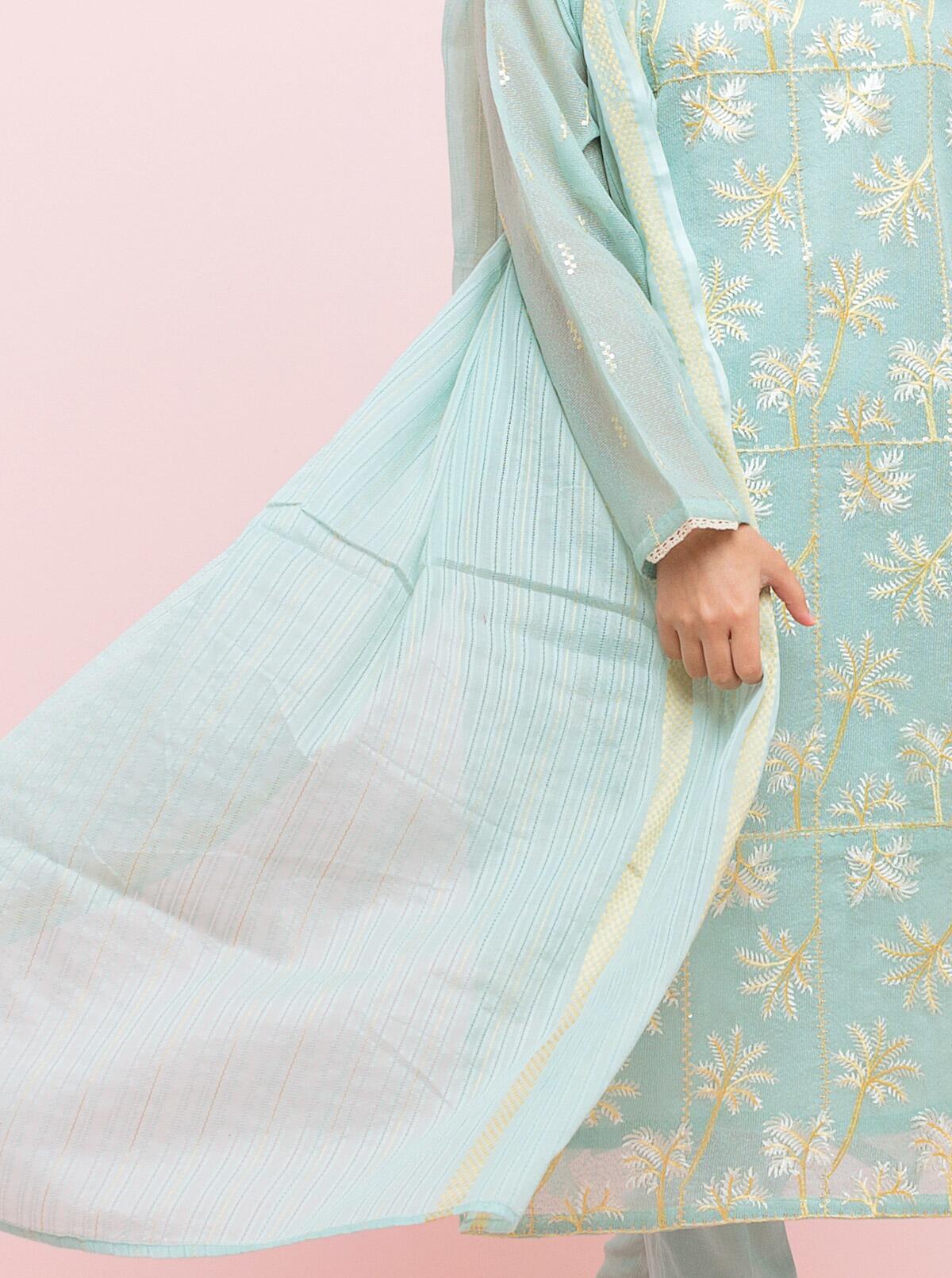 Embroidered Shirt With Dupatta - Image 3