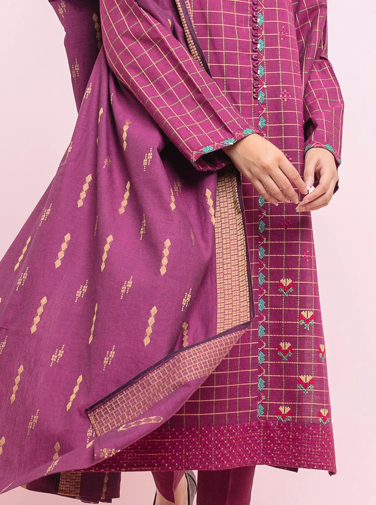 Embroidered Shirt With Dupatta - Image 2