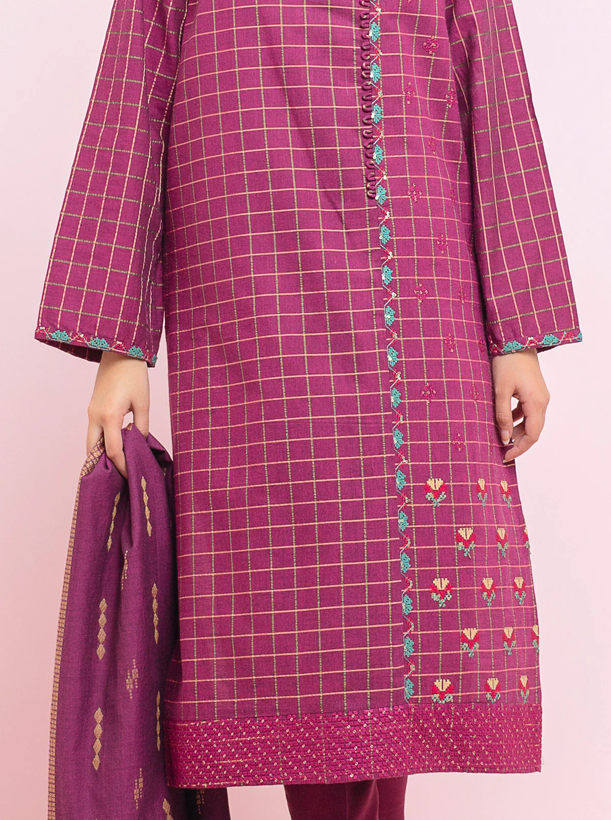 Embroidered Shirt With Dupatta - Image 4