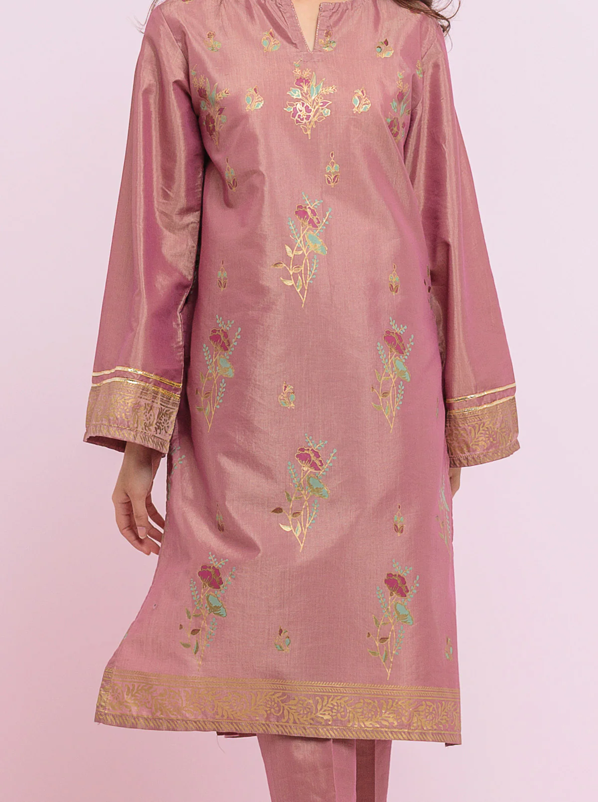 Printed Shirt With Embroidered Pant - Image 2