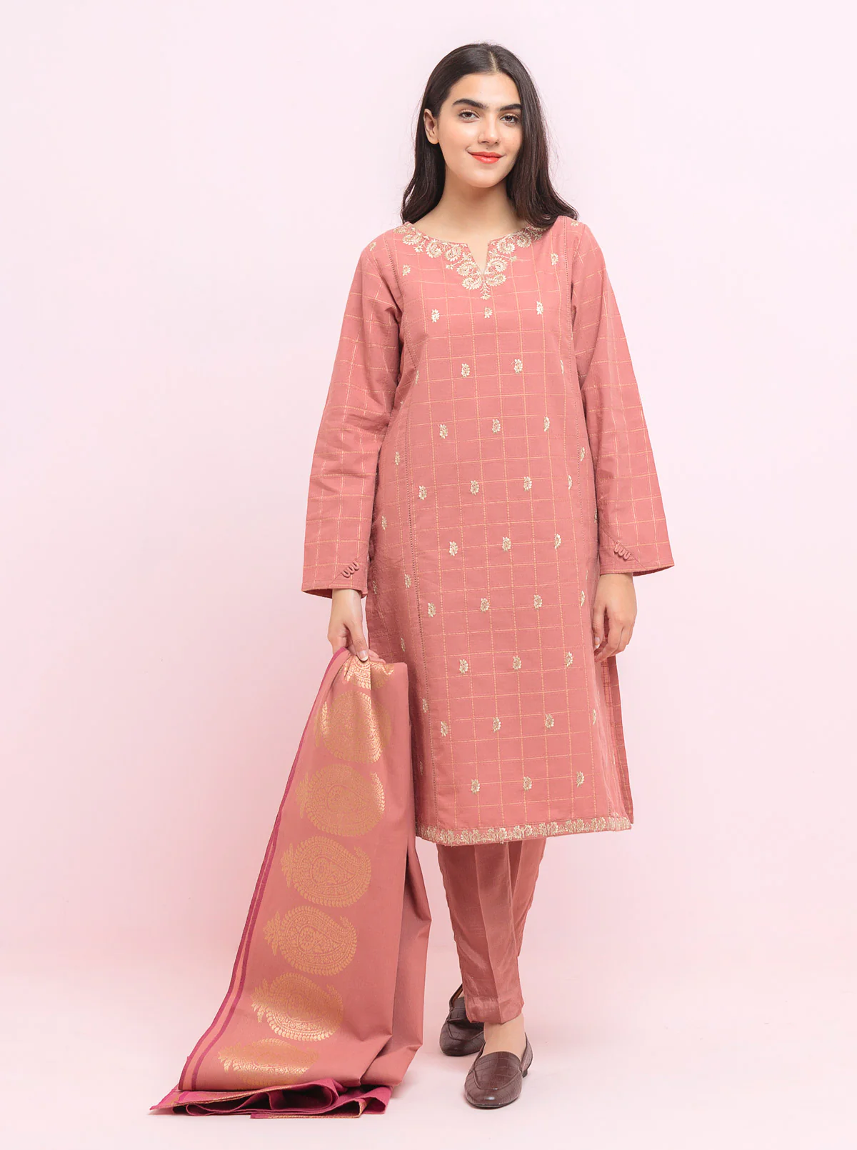 Embroidered Shirt With Dupatta - Image 3